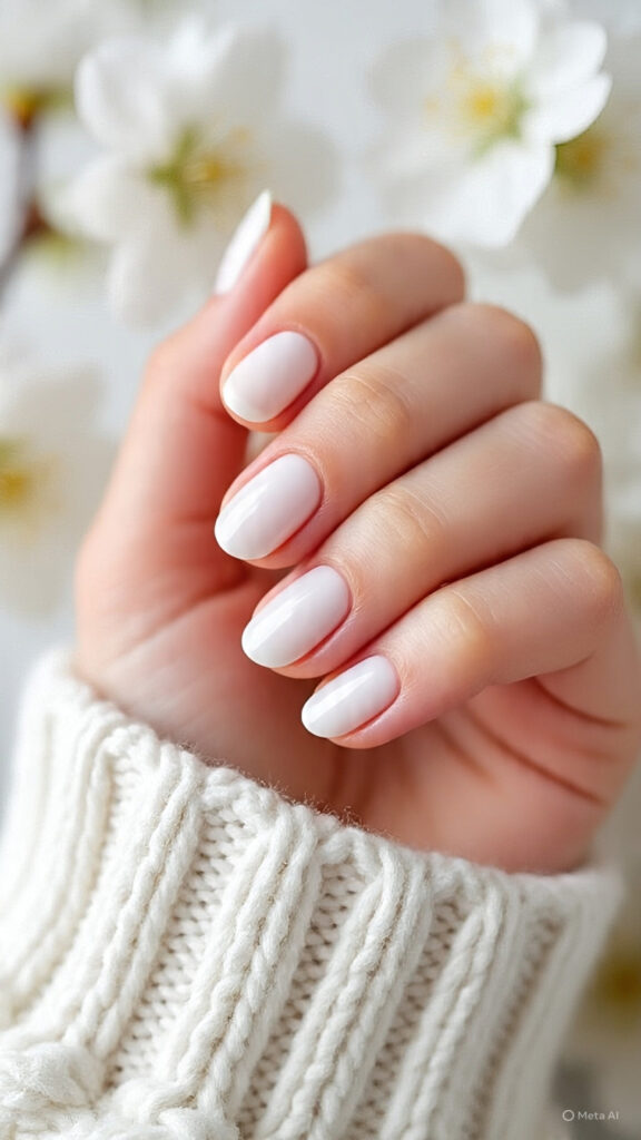 White prom nails with tiny pearl heart details for a cute and romantic formal nail design