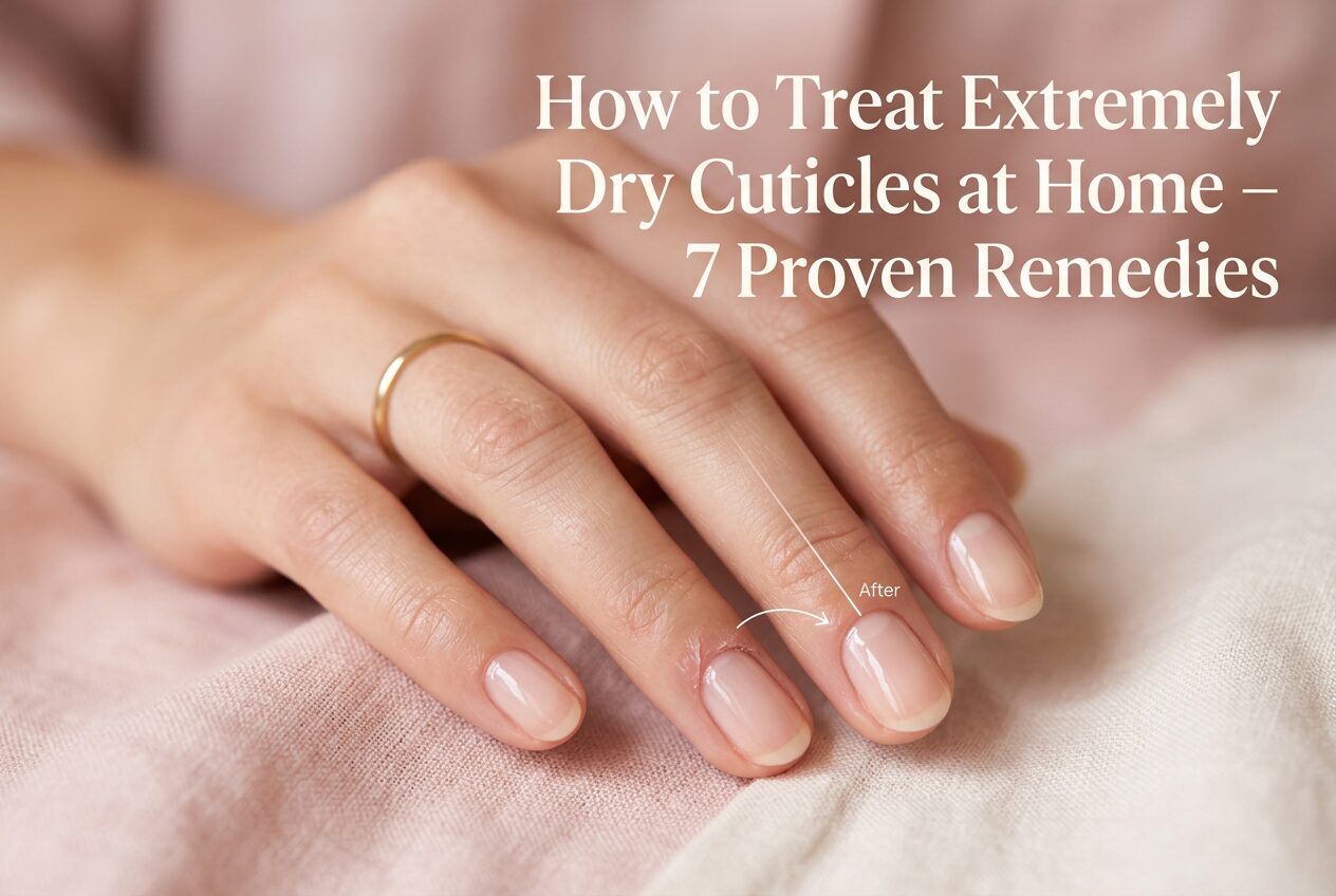 How to treat extremely dry cuticles at home featured image showing healthy moisturized cuticles and natural nails