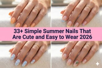 Collage of simple summer nails for 2026 with cute easy soft designs