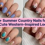Collage of summer country nails for 2026 with cute western-inspired designs