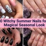 Collage of witchy summer nails for 2026 with magical and mystical designs