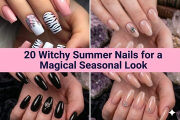 Collage of witchy summer nails for 2026 with magical and mystical designs