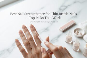 Best nail strengthener for thin brittle nails featured image showing strengthener application on natural nails