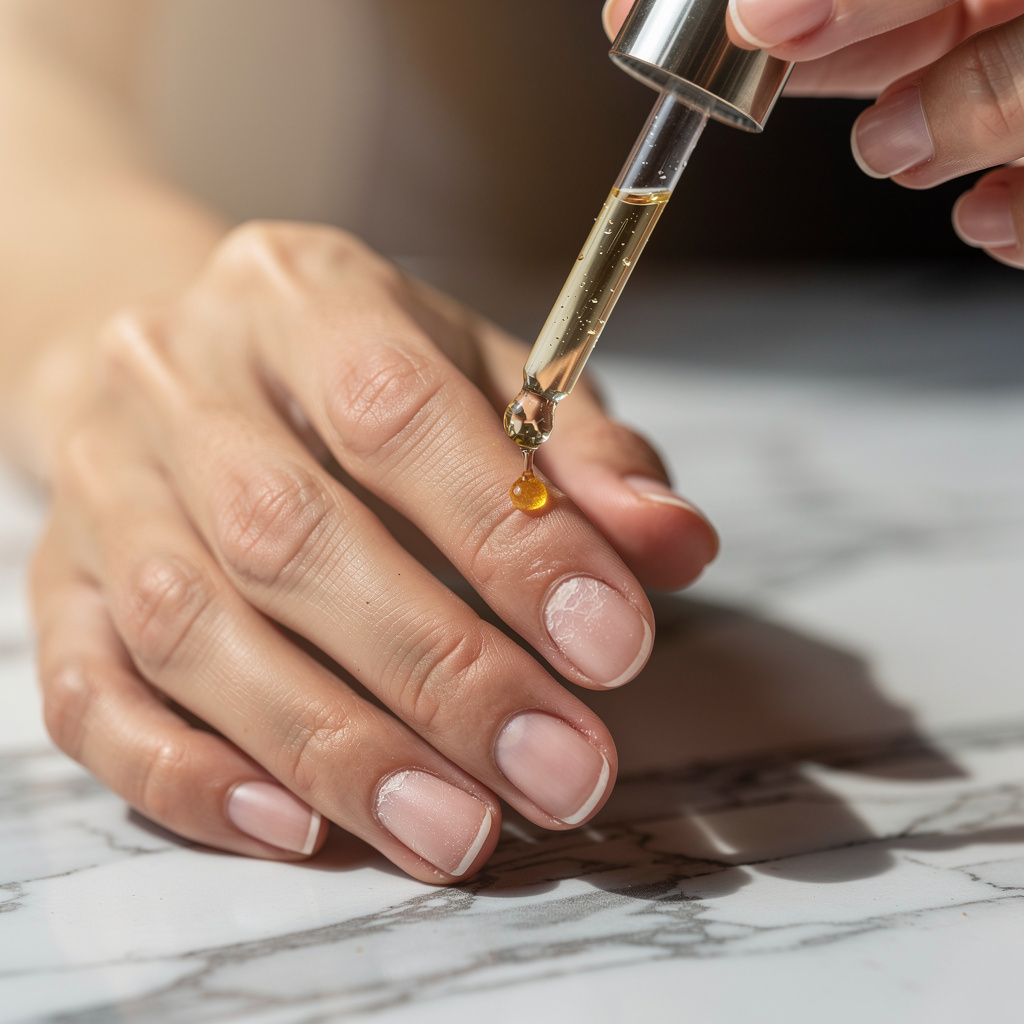 Applying cuticle oil to fix peeling nails after gel polish for daily nail recovery