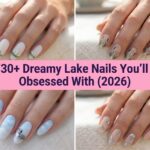 Collage of dreamy lake nails for 2026 with soft blue water-inspired designs