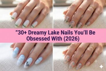 Collage of dreamy lake nails for 2026 with soft blue water-inspired designs