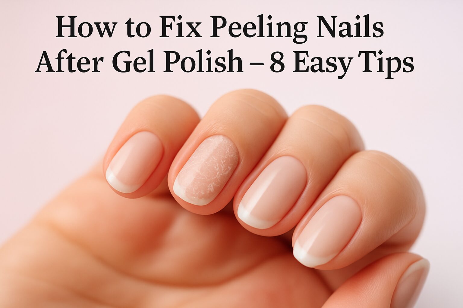 Fix peeling nails after gel polish featured image showing peeling nail vs healthy nail