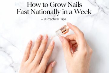 How to grow nails fast naturally in a week featured image showing healthy natural nails and cuticle oil