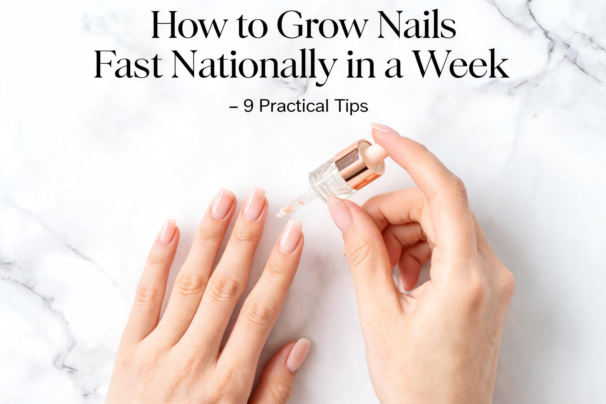 How to grow nails fast naturally in a week featured image showing healthy natural nails and cuticle oil