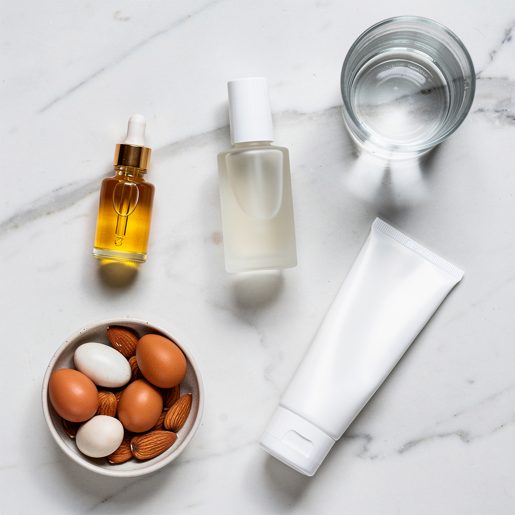 Products to fix peeling nails after gel polish including cuticle oil nail strengthener and protein foods