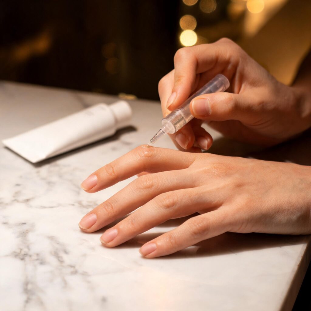 Night routine to grow nails fast naturally in a week with cuticle oil application