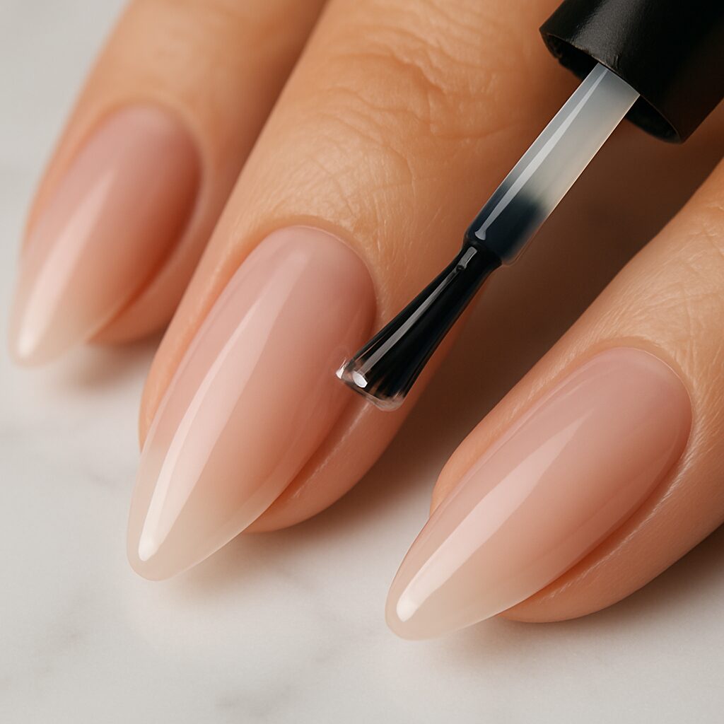 Sealing press on nail edges with top coat to make them last longer