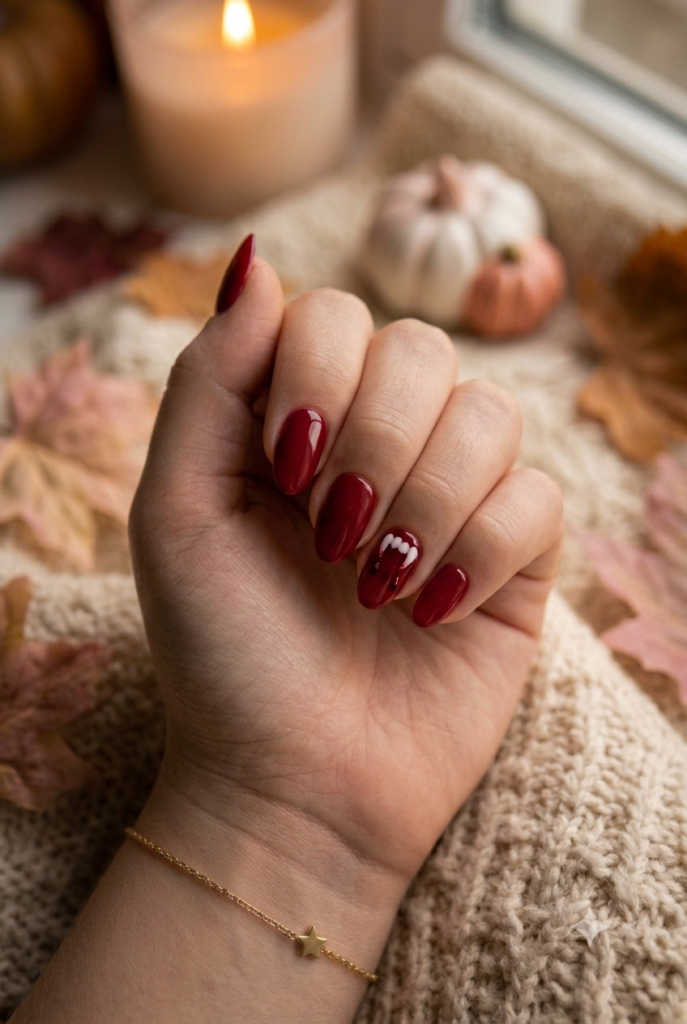Oval red nails with two tiny white vampire fang marks and blood drops
9 flying-bat-swirl-halloween-nails Almond nails with nude base, warm orange swirls, and tiny flying bats
10 witchy-poison-potion-swirl-nails Square nails with purple base and neon green potion bubble swirls
11 skeleton-hand-bone-accent-nails Short squoval matte black nails with white skeleton hand bone art
12 cute-jack-o-lantern-smile-nails Short round orange nails with hand-painted black jack-o-lantern smiles
13 purple-starry-witch-hat-nails Oval lavender nails with tiny purple witch hats and gold stars
14 frankenstein-monster-stitch-nails Short square sage green nails with black Frankenstein stitch tips
15 glitzy-orange-black-skittle-nails Short natural nails alternating orange, black, and chunky glitter polish
16 tiny-spider-hanging-accent-nails Short oval milky nails with one tiny hanging black spider accent
17 midnight-graveyard-silhouette-nails Coffin nails with deep blue jelly polish and gravestone silhouettes
18 cute-blob-ghost-swirl-nails Almond pastel pink nails with wavy white blob ghosts and swirl art
19 matte-black-spider-web-line-nails Short square matte black nails with glossy black spider web art
20 candy-apple-drip-halloween-nails Short round red nails with glossy translucent red candy drip accents
21 magical-crystal-ball-halloween-nails Squoval purple jelly nails with silver glitter and glowing crystal ball art
22 soft-peach-ghost-outline-nails Oval peachy nude nails with fine white ghost outlines traced along nail beds
23 halloween-theme-mix-and-match-nails Almond nails featuring mixed pumpkin, ghost, web, and bat designs
24 metallic-copper-pumpkin-outline-nails Squoval nude nails with metallic copper pumpkin outline tips