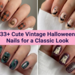 Collage of vintage Halloween nails for 2026 with retro classic designs