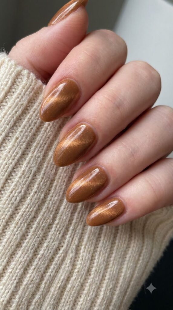 caramel-brown-cat-eye-velvet-nails
