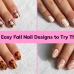 Collage of cute and easy fall nail designs for the autumn season