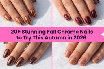 Collage of stunning fall chrome nails to try this autumn in 2026