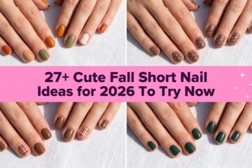 Collage of cute fall short nail ideas for 2026 to try now