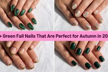 Collage of green fall nails that are perfect for autumn in 2026