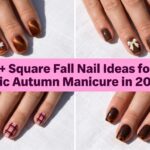 Collage of square fall nail ideas for a chic autumn manicure in 2026