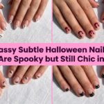 Collage of classy subtle Halloween nail ideas that are spooky but still chic in 2026
